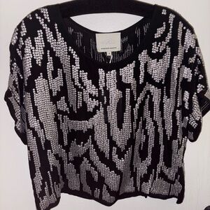 Black and Silver Sequin Top